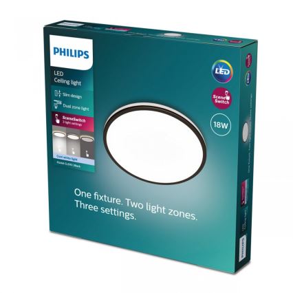 Philips - Himmennettävä LED-kattovalaisin SCENE SWITCH LED/18W/230V halkaisija 30 cm 4000K musta