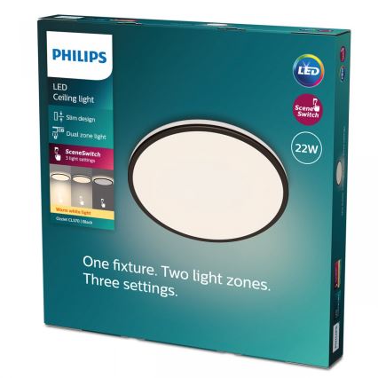 Philips - Himmennettävä LED-kattovalaisin SCENE SWITCH LED/22W/230V halkaisija 40 cm 2700K musta