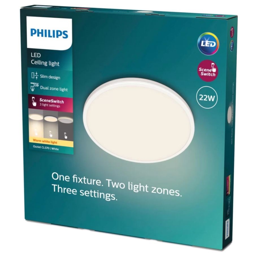 Philips - Himmennettävä LED-kattovalaisin SCENE SWITCH LED/22W/230V halkaisija 40 cm 2700K valkoinen