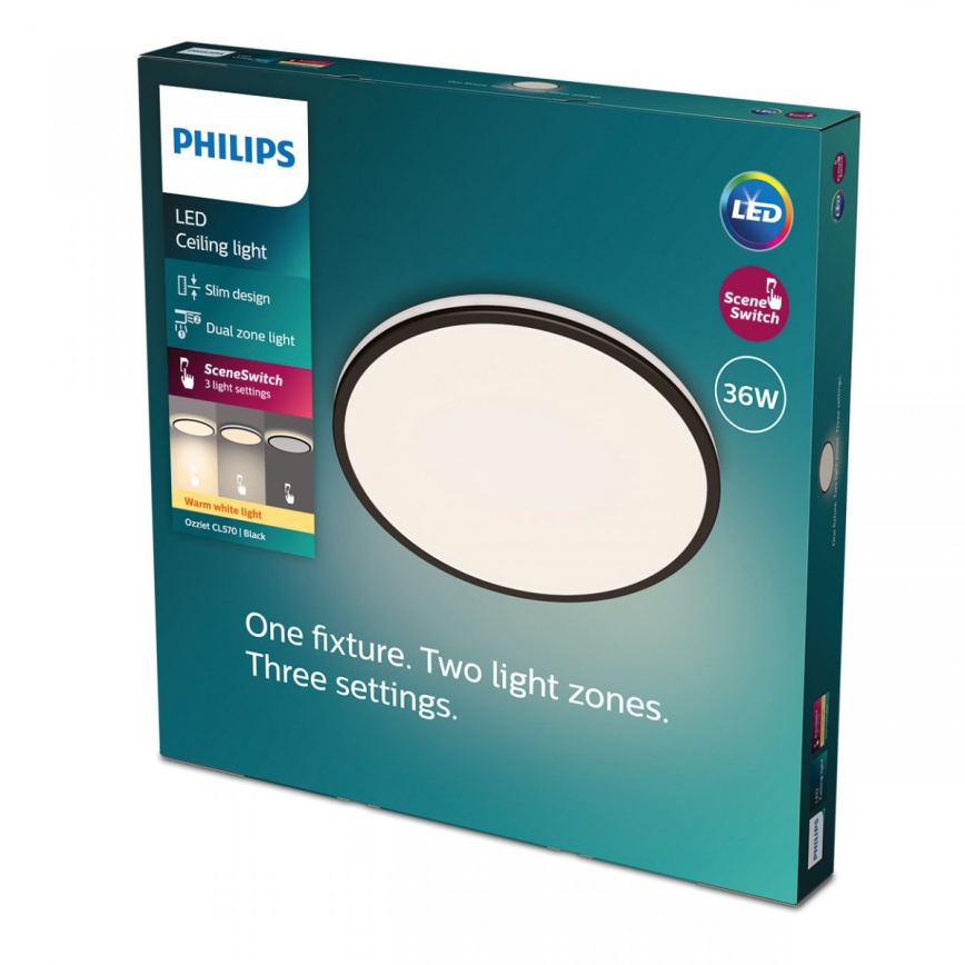 Philips - Himmennettävä LED-kattovalaisin SCENE SWITCH LED/36W/230V halkaisija 50 cm 2700K musta