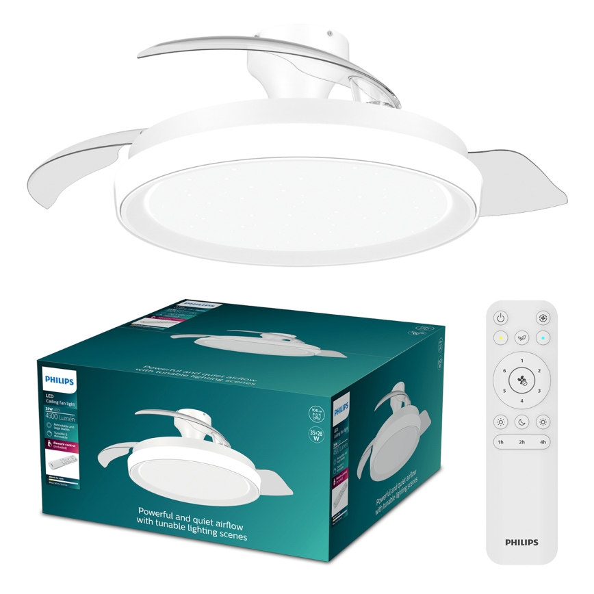 Philips - himmennettävä LED-kattovalaisin tuulettimella BLISS LED/35W/230V valkoinen + kaukosäädin