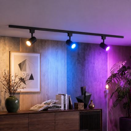 Philips - LED RGBW himmennettävä kohdevalaisin liukukiskojärjestelmään EASYLINK HUE 3xGU10/4,7W/230V 2200-6500K 1m musta