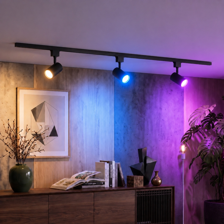 Philips - LED RGBW himmennettävä kohdevalaisin liukukiskojärjestelmään EASYLINK HUE 3xGU10/4,7W/230V 2200-6500K 1m musta