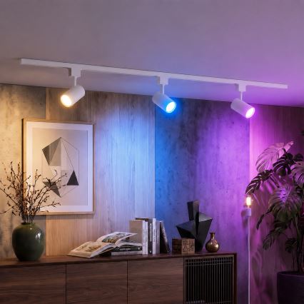 Philips - LED RGBW himmennettävä kohdevalaisin EASYLINK HUE -kiskojärjestelmään 3xGU10/4,7W/230V 2200-6500K 1m valkoinen + Hue bridge