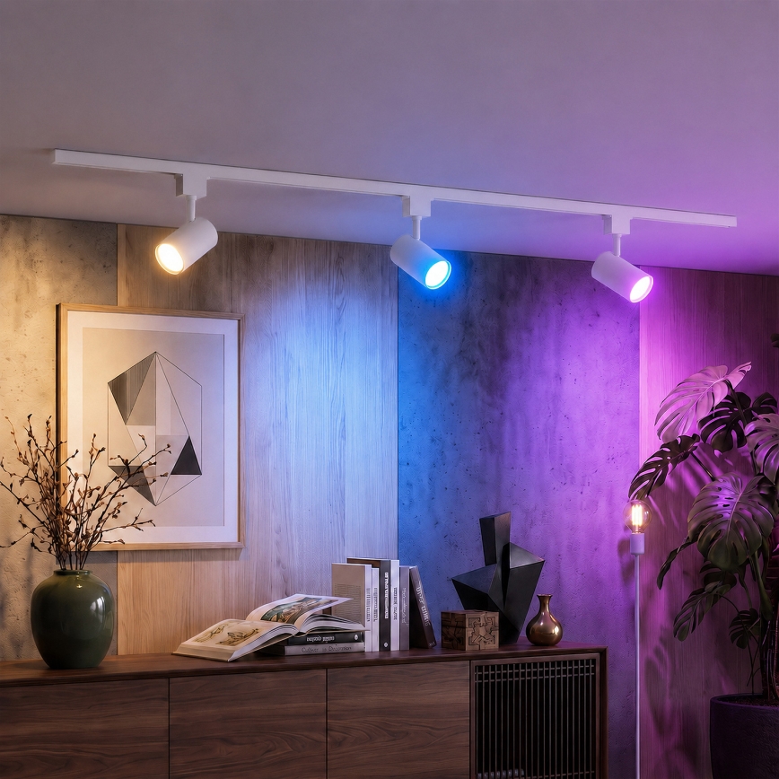 Philips - LED RGBW himmennettävä kohdevalaisin EASYLINK HUE -kiskojärjestelmään 3xGU10/4,7W/230V 2200-6500K 1m valkoinen + Hue bridge