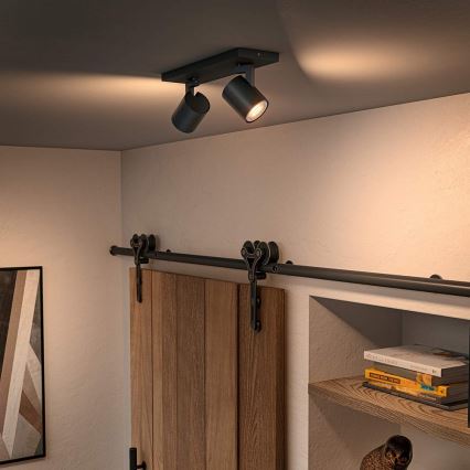 Philips - Himmennettävä LED-kohdevalo Hue RUNNER 2xGU10/4,2W/230V 2200-6500K + kauko-ohjaus musta