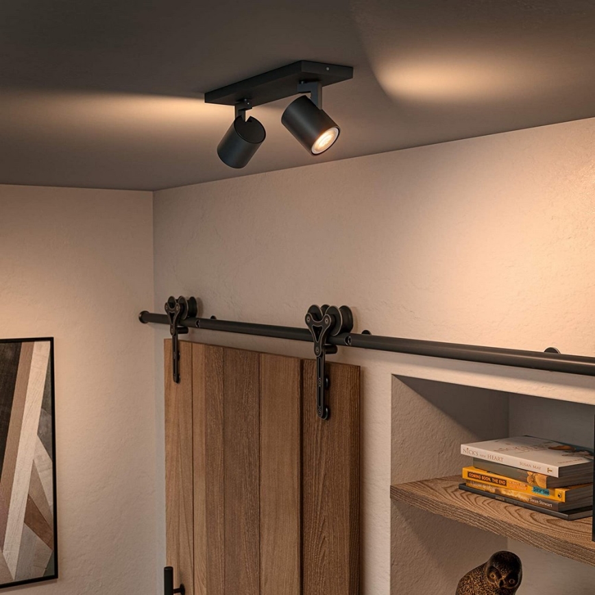 Philips - Himmennettävä LED-kohdevalo Hue RUNNER 2xGU10/4,2W/230V 2200-6500K + kauko-ohjaus musta