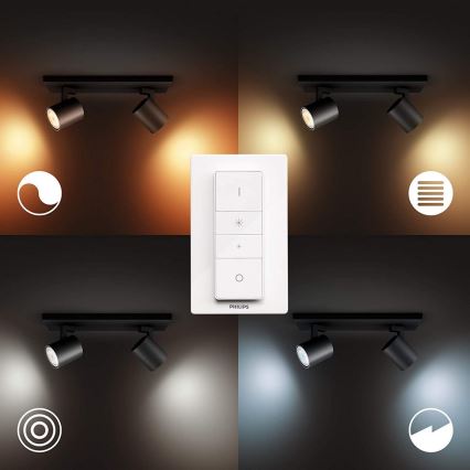 Philips - Himmennettävä LED-kohdevalo Hue RUNNER 2xGU10/4,2W/230V 2200-6500K + kauko-ohjaus musta