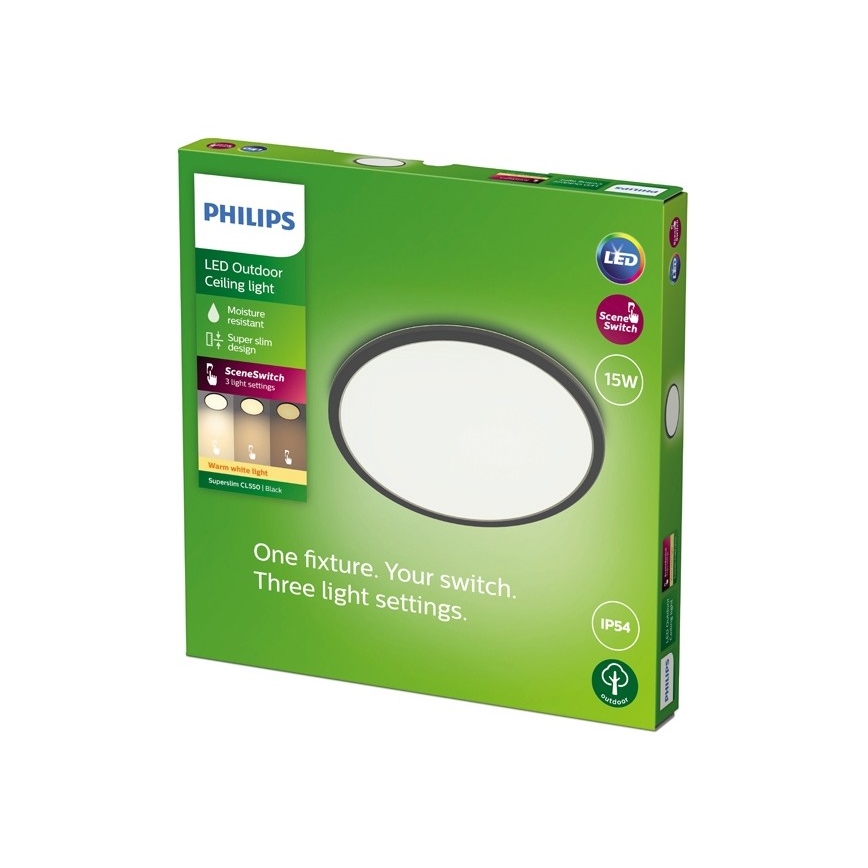 Philips - Himmennettävä LED-ulkovalo SUPERSLIM SCENE SWITCH LED/15W/230V IP54 musta