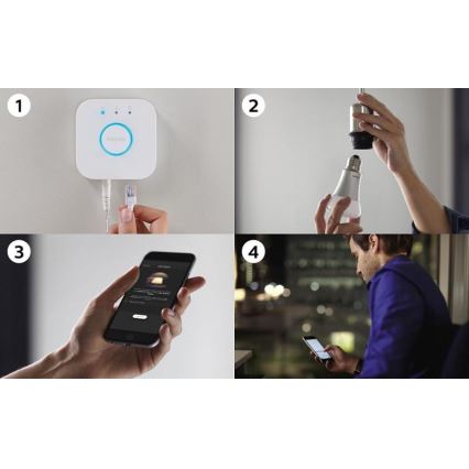 Aloituspaketti Philips Hue STARTER KIT WHITE 3xE27/9W 2700K + Hue bridge ja himmentimenkytkin