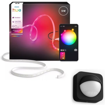 Philips - Hue FLUX RGBW himmennettävä ulkokäyttöön tarkoitettu LED-nauha 5m LED/30W/230V 2200-6500K IP67 + liikeanturi