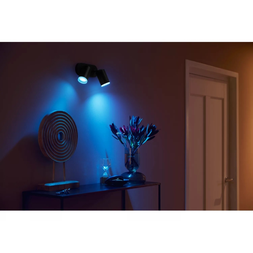 Philips - LED RGBW himmennettävä Hue FUGATO kohdevalaisin 2xGU10/4,2W/230V 2000-6500K musta