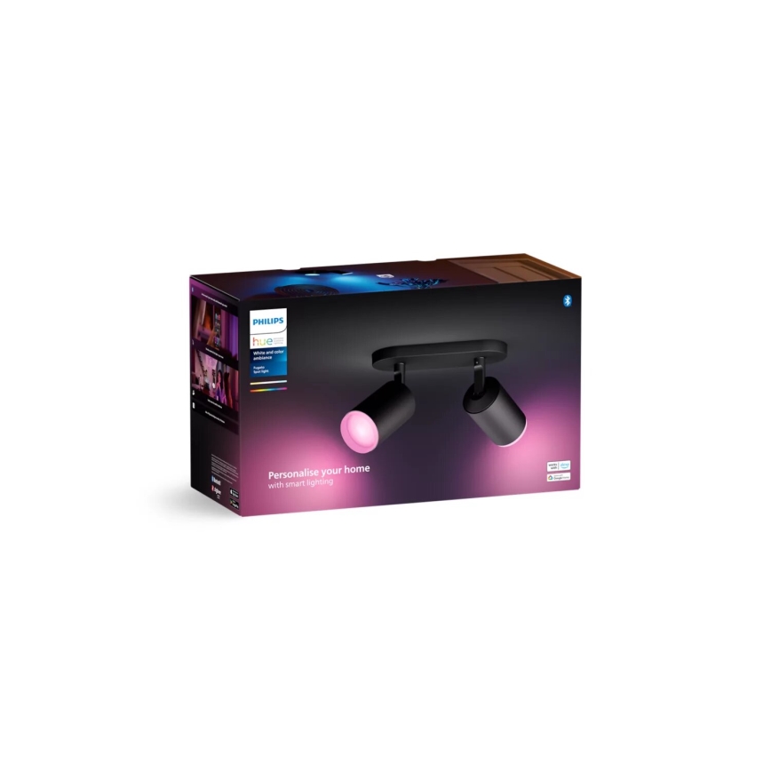 Philips - LED RGBW himmennettävä Hue FUGATO kohdevalaisin 2xGU10/4,2W/230V 2000-6500K musta