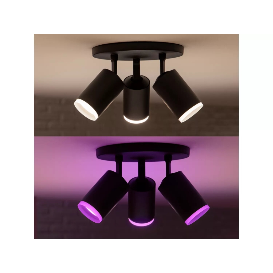 Philips - LED RGBW himmennettävä Hue FUGATO kohdevalaisin 3xGU10/4,2W/230V 2000-6500K musta