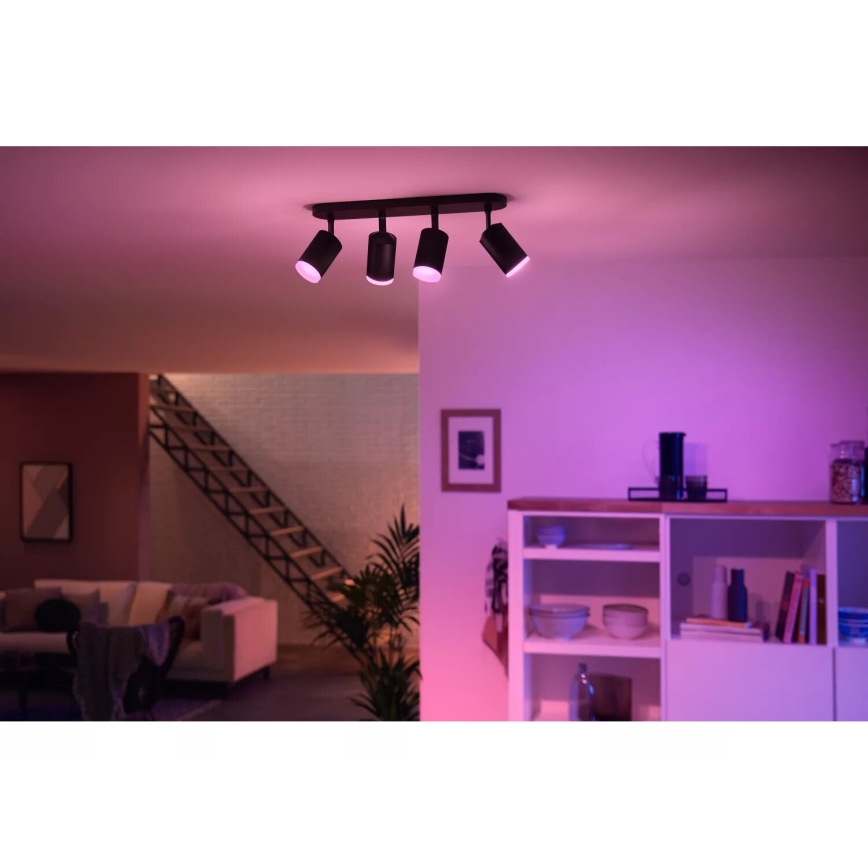 Philips - LED RGBW himmennettävä Hue FUGATO kohdevalaisin 4xGU10/4,2W/230V 2000-6500K musta