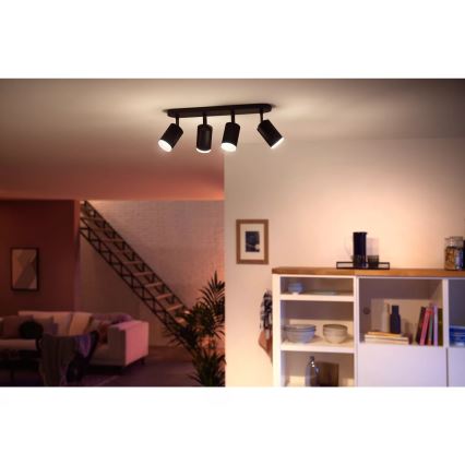 Philips - LED RGBW himmennettävä Hue FUGATO kohdevalaisin 4xGU10/4,2W/230V 2000-6500K musta