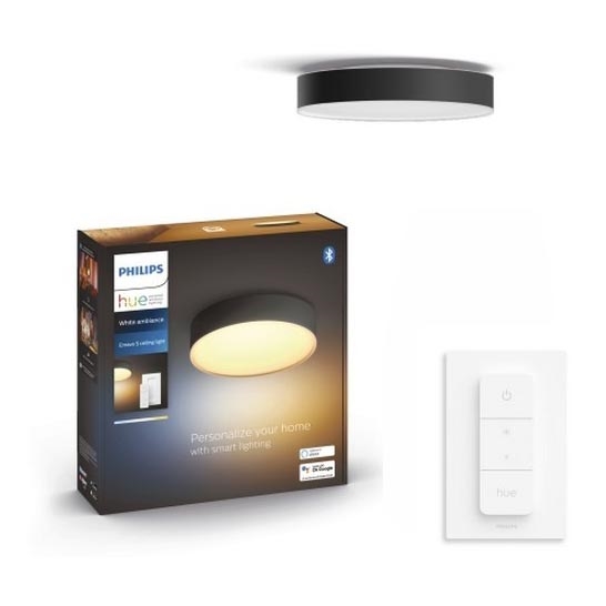 Philips - Hue himmennettävä LED-kattovalaisin LED/9,6W/230V 2200-6500K Ø 261 mm musta + kaukosäädin