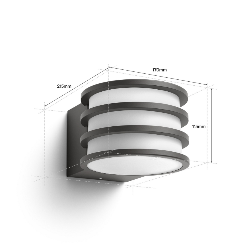 Philips Hue LUCCA RGB-LED himmennettävä ulkoseinävalaisin 1xE27/8,1W/230V 1000-20000K IP44