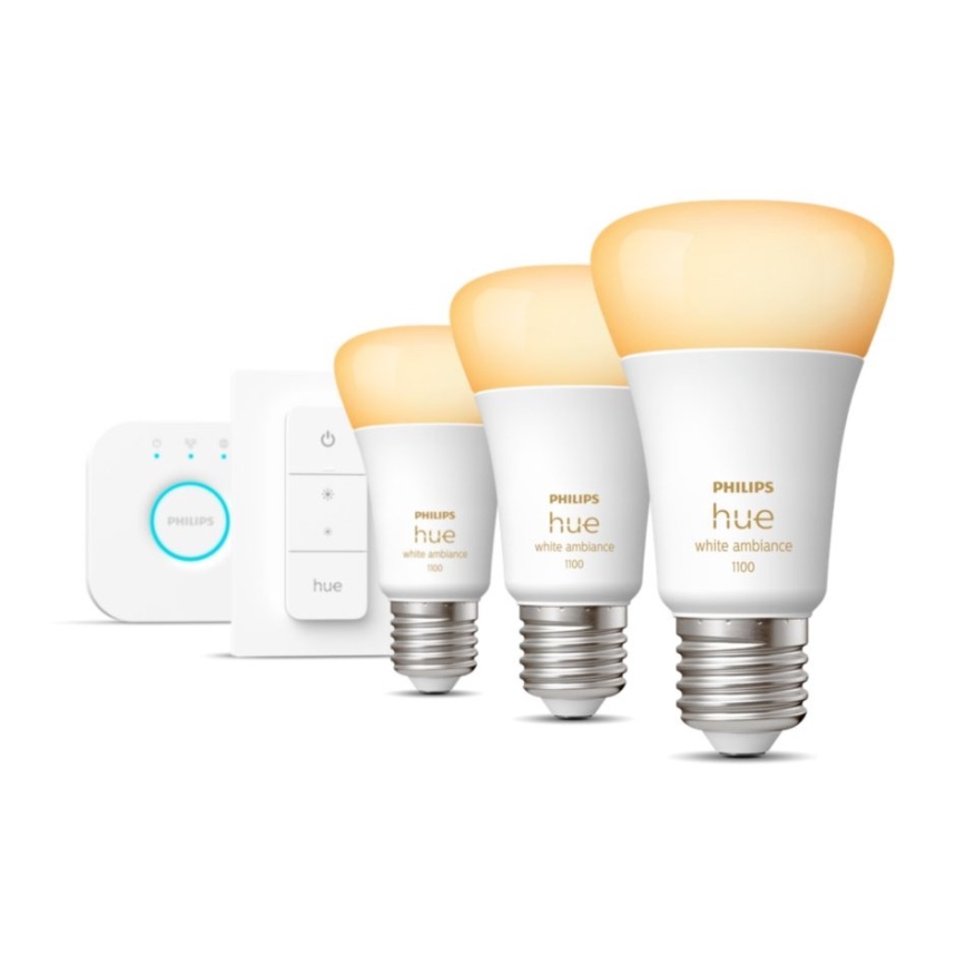Perussarja Philips Hue White Ambiance 3xE27/11W 2200-6500K + yhdistyslaite ja kaukosäädin