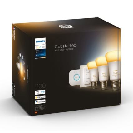 Perussarja Philips Hue White Ambiance 3xE27/11W 2200-6500K + yhdistyslaite ja kaukosäädin