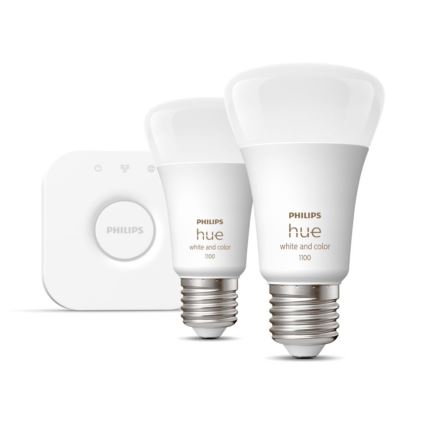 Philips Hue White and Color Ambiance -aloituspaketti 2xE27/9W/230V 2000-6500K + Hue Bridge