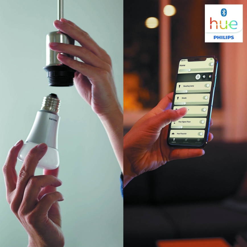 Peruspakkaus Philips Hue WHITE AMBIANCE 2xE27/8W/230V + Hue Bridge ja dimmer-kytkin