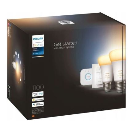Peruspakkaus Philips Hue WHITE AMBIANCE 2xE27/8W/230V + Hue Bridge ja dimmer-kytkin