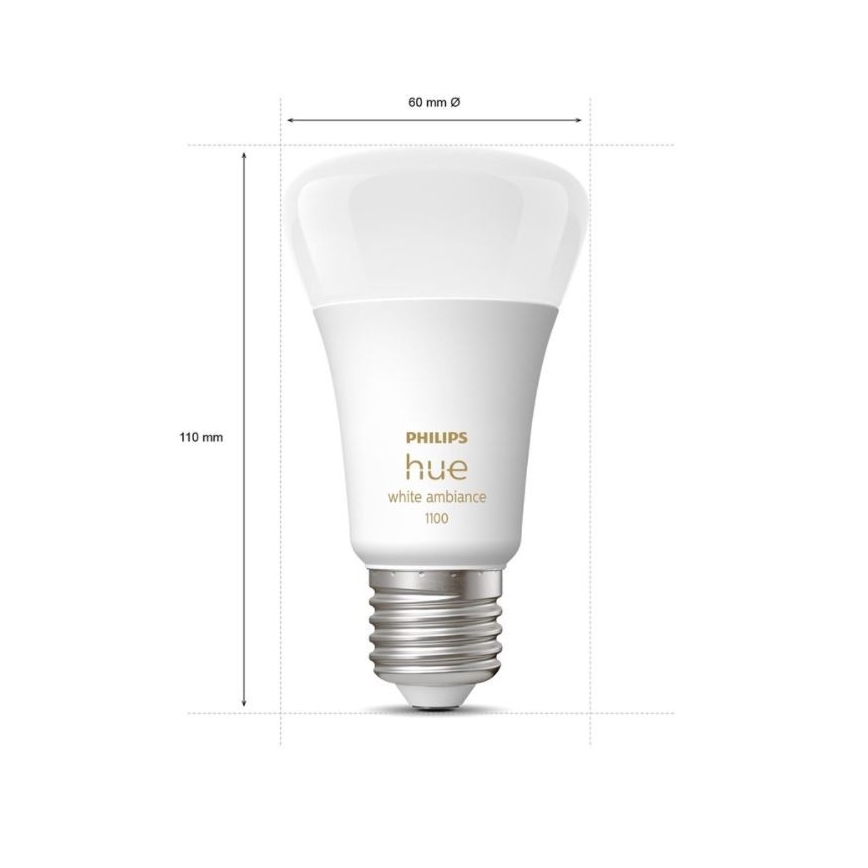 Peruspakkaus Philips Hue WHITE AMBIANCE 2xE27/8W/230V + Hue Bridge ja dimmer-kytkin