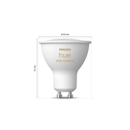 Setti 4x himmennettäviä Philips Hue WHITE AMBIANCE GU10/4,2W/230V 2200-6500K LED-lamppuja