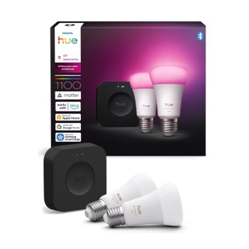 Philips Hue WHITE AND COLOR AMBIANCE -aloituspaketti 2xE27/8,1W 1000-20000K + Hue Bridge