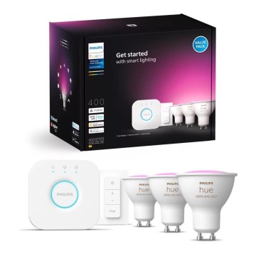 Philips Hue White and Color Ambiance -aloituspaketti 3xGU10/4,2W/230V 2000-6500K + Hue Bridge ja himmentimenkytkin