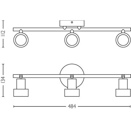 Philips - Kohdevalo CONDUIT 3xGU10/5W/230V musta/messinki