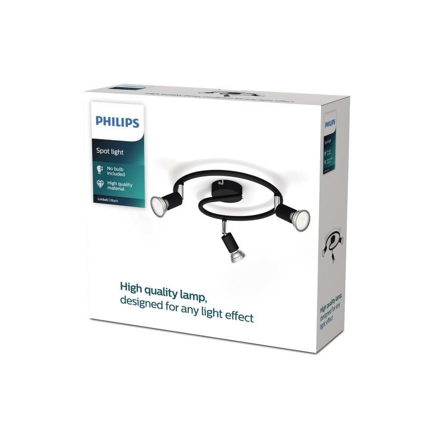 Philips - Kohdevalo 3xGU10/50W/230V musta