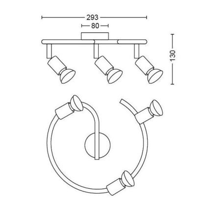 Philips - Kohdevalo 3xGU10/50W/230V musta