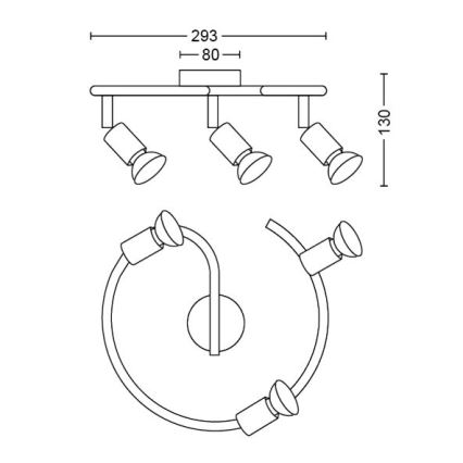 Philips - Kohdevalo 3xGU10/50W/230V valkoinen