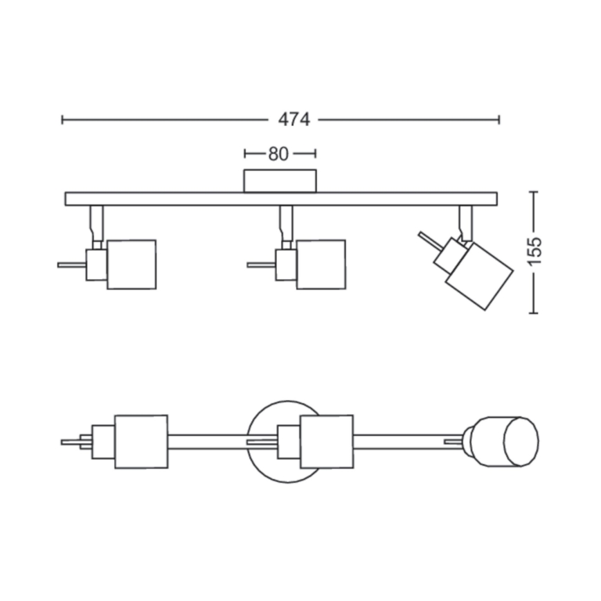 Philips - Kohdevalo 3xGU10/35W/230V musta