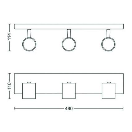 Philips - Kohdevalo RUNNER 3xGU10/20W/230V musta