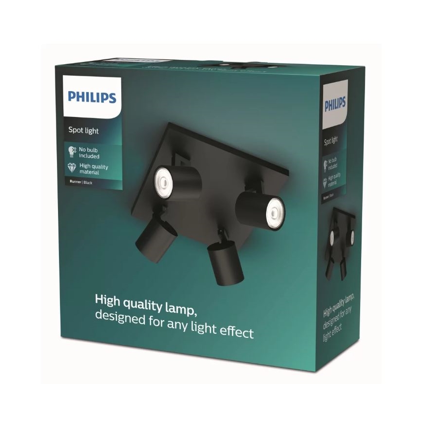 Philips - Kohdevalo 4xGU10/20W/230V musta