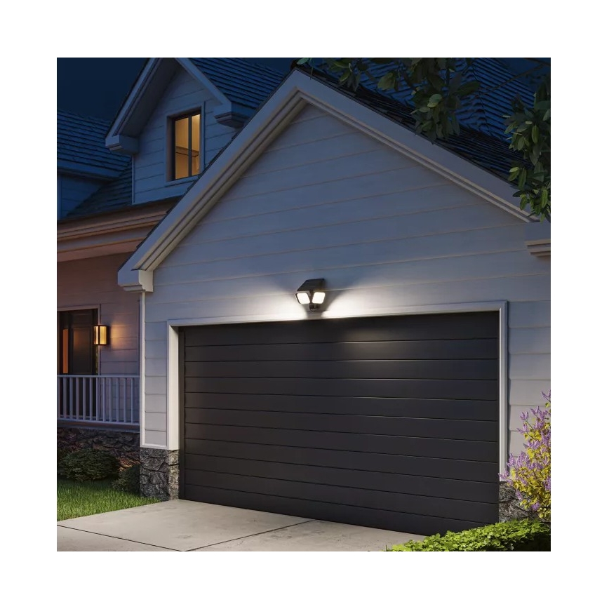 Philips - ZYREN LED-aurinkokennolla toimiva seinävalaisin anturilla LED/24,5W/3,7V 2600 mAh 5000K IP65 musta