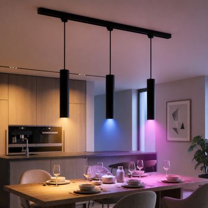 Philips - LED RGBW himmennettävä kaapelikiinnitteinen riippuvalaisin kiskojärjestelmään EASYLINK HUE 3xGU10/4,7W/230V 2200-6500K 1m musta + Hue bridge
