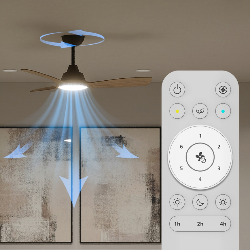 Philips - OLAS himmennettävä LED-kattotuuletin LED/24W/230V, halkaisija 106 cm, musta/ruskea + kaukosäädin