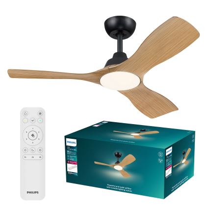 Philips - OLAS himmennettävä LED-kattotuuletin LED/24W/230V, halkaisija 106 cm, musta/ruskea + kaukosäädin
