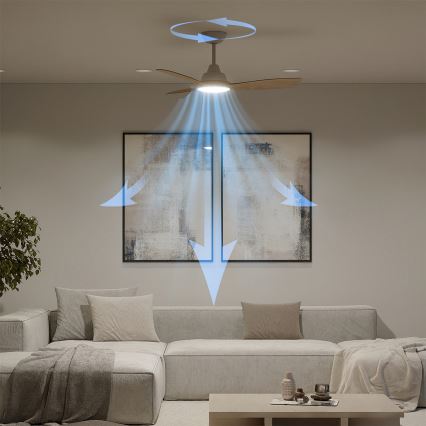 Philips - himmennettävä LED-kattotuuletin OLAS LED/24W/230V Ø 106 cm valkoinen/ruskea + kaukosäädin