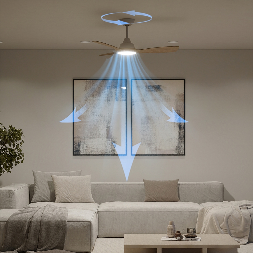 Philips - himmennettävä LED-kattotuuletin OLAS LED/24W/230V Ø 106 cm valkoinen/ruskea + kaukosäädin