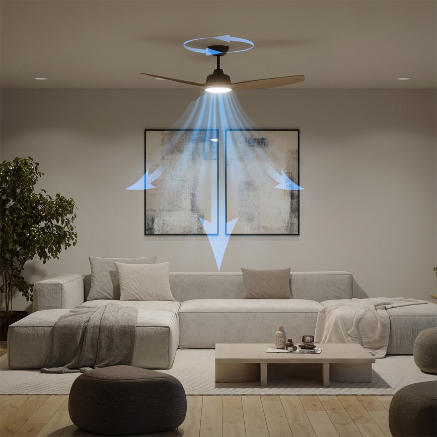 Philips - himmennettävä LED-kattotuuletin OLAS LED/24W/230V, halkaisija 132 cm, musta/ruskea + kaukosäädin
