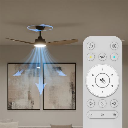 Philips - himmennettävä LED-kattotuuletin OLAS LED/24W/230V, halkaisija 132 cm, musta/ruskea + kaukosäädin