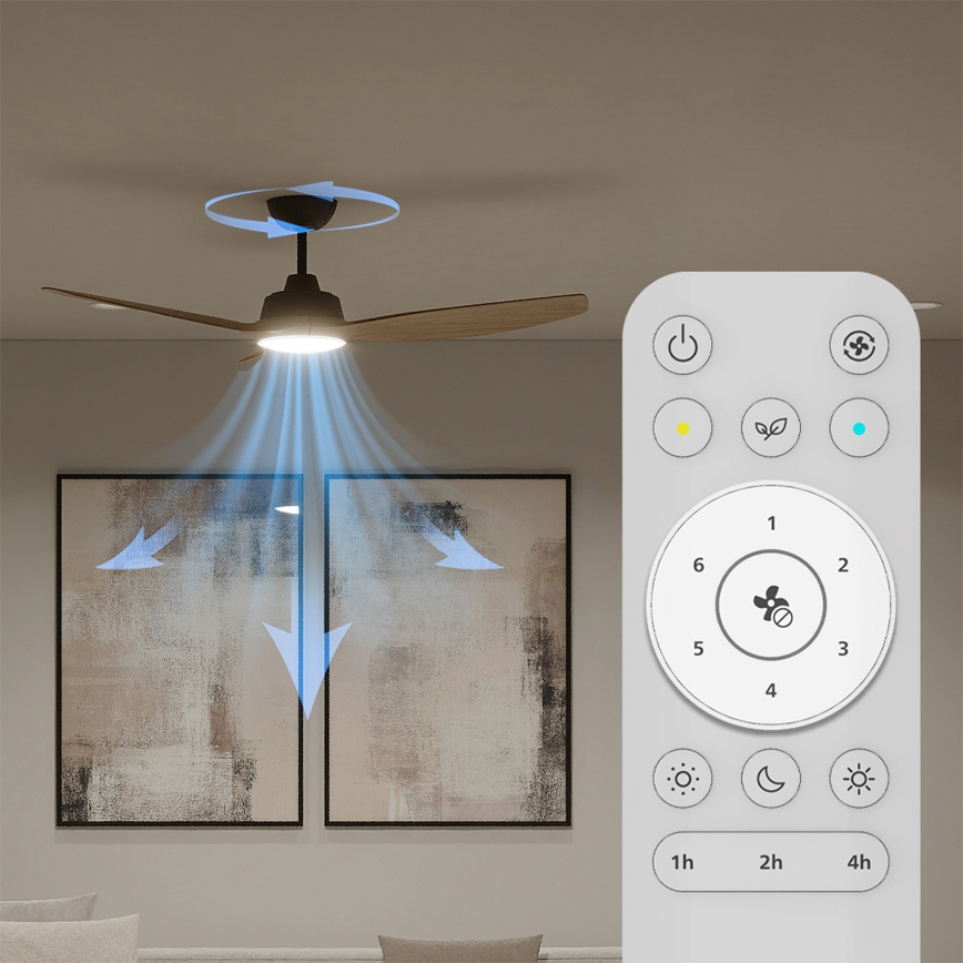 Philips - himmennettävä LED-kattotuuletin OLAS LED/24W/230V, halkaisija 132 cm, musta/ruskea + kaukosäädin