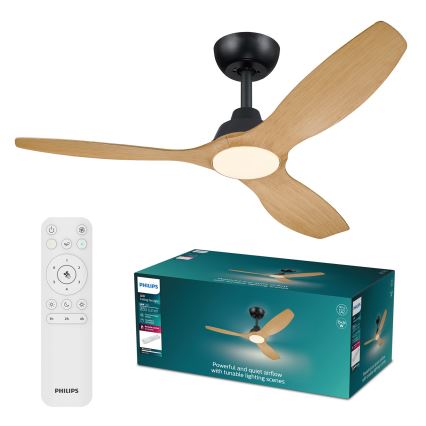 Philips - himmennettävä LED-kattotuuletin OLAS LED/24W/230V, halkaisija 132 cm, musta/ruskea + kaukosäädin