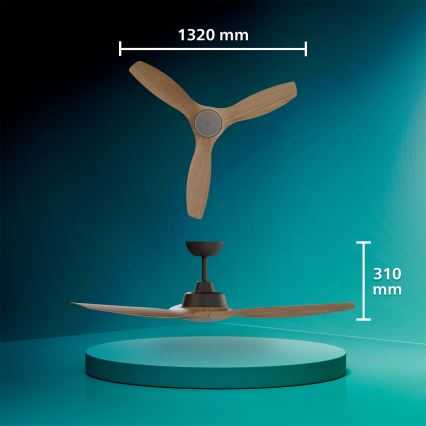 Philips - himmennettävä LED-kattotuuletin OLAS LED/24W/230V, halkaisija 132 cm, musta/ruskea + kaukosäädin