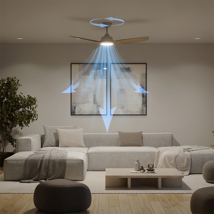 Philips - Himennettävä LED-kattotuuletin OLAS LED/24W/230V Ø 132 cm valkoinen/ruskea + kaukosäädin